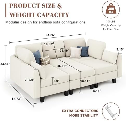 Sectional Sleeper Sofa 6 Seaters Modular Sleeper Sofa Couch - Image 3