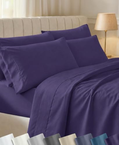 California Design Den Soft 100% Cotton Queen Bedding Sheets, 6 Pcs, Purple by CaliforniaDesignDen