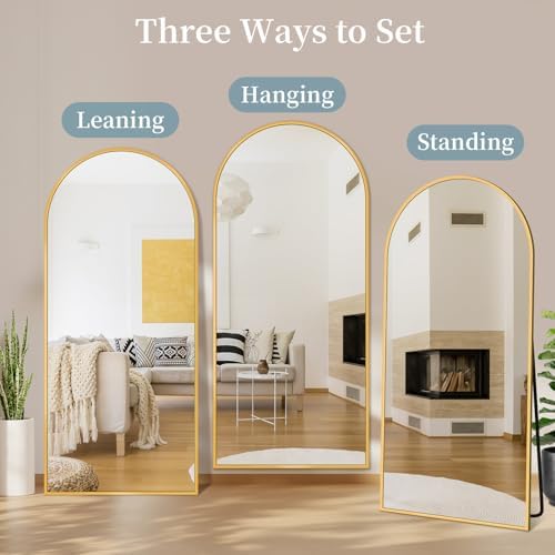 71"x28" Arched Full Length Mirror with Stand,Full Body Floor Mirror - Image 6