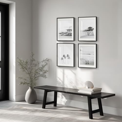 Framed Coastal Beach Black and White Wall Art for Living Room, 11x14 Inch - Image 5