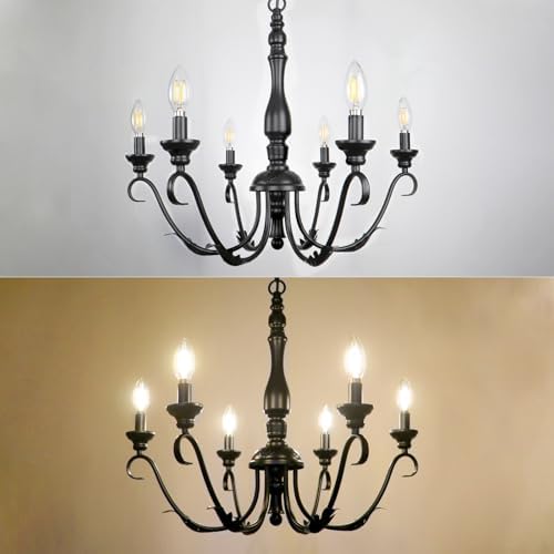 Modern Black Chandelier, 6-Light Farmhouse Dining Room Chandelier - Image 4