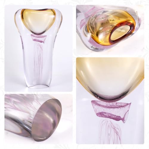 KAMMAK Glass Vase,Colored Hand Blown Decorative Vase - Image 4