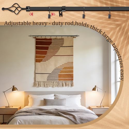 Marsui Quilt Hanger for Wall Display, Spiral Cap Tapestry Rod 16"-30",Black - Image 4