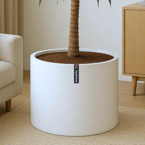 Fox & Fern Large Planter for Indoor or Outdoor, White Matte, 18.7 Inch by FoxFern