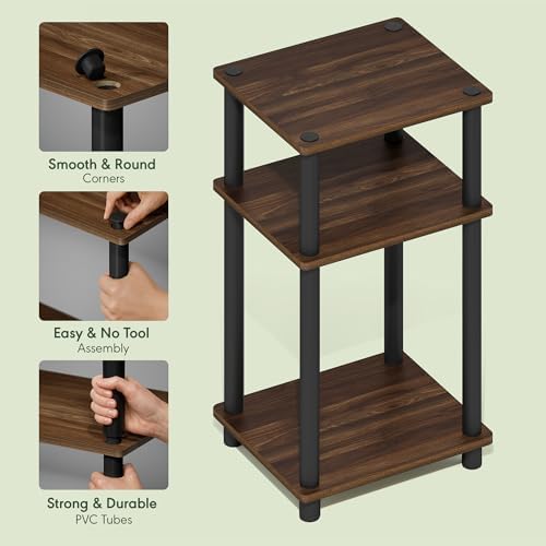Furinno JUST Toolless 3-Tier Side Table, Open Shelf, Columbia Walnut - Image 4