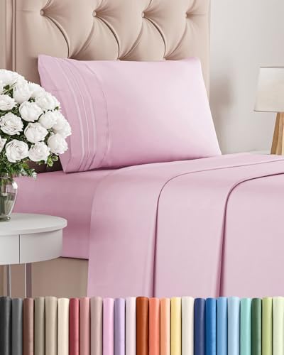 Twin Size 3 Piece Sheet Set - Breathable & Cooling Sheets - Light Pink by CGKUnlimited