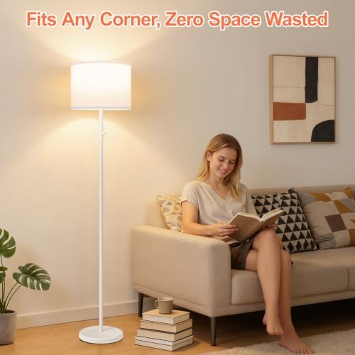 Floor Lamp Simple Design with Shade, Standing Lamps for Living Room Bedroom Office Dining Room Kitchen-White - Image 7