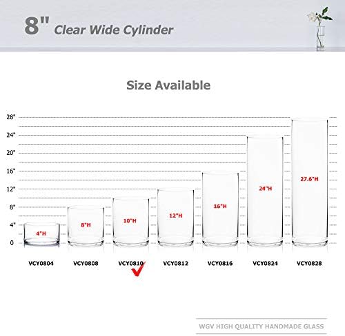 WGV Cylinder Vase Bulk, Width 8", Height 10", Clear Wide Large Diameter Flower Glassware, Floral Container, Planter Terrarium for Wedding Party Event, Home Accent Decor, 6 Pieces - Image 3