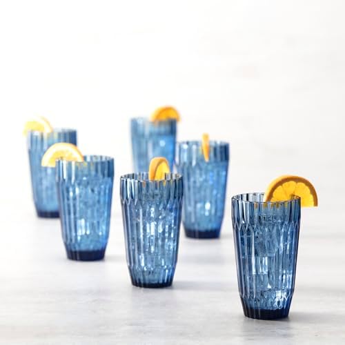 Fortessa Archie Glass Drinkware, Iced Beverage Glass (Set of 6), 15 Ounce, Cornflower Blue - Image 3
