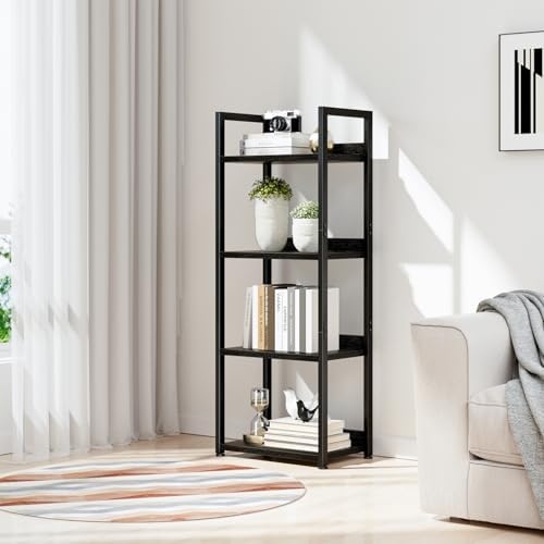 NUMENN Narrow Bookshelf, 4 Tier Freestanding Shelving Unit, Black - Image 2
