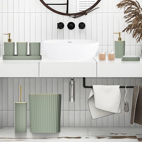 XLHOMO Bathroom Accessories Set - Gorgeous Sage Green Bathroom Set - Image 2
