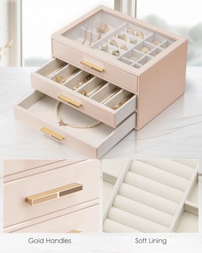 VLANDO Jewelry Box Organizer, 7-Layer Storage Drawers, Glass Window, Modern - Image 4