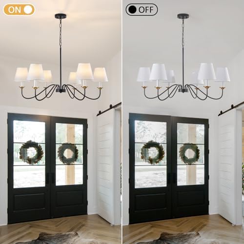 6-Light Chandelier with Shades, Modern Farmhouse Chandelier for Dining Room - Image 6