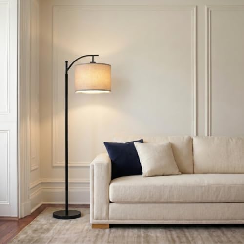 Brightech Montage LED Floor Lamp – Modern Floor Light for Living Rooms & Office, with Arc Hanging Shade – Standing Lamp for Bedroom Reading, Mid-Century Pole Lamp for Farmhouse Style - Black - Image 5