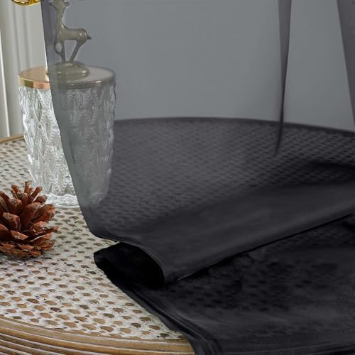 OWENIE Black Sheer Curtains 63 Inch Long 2 Panels for Living Room 59" Wide - Image 6