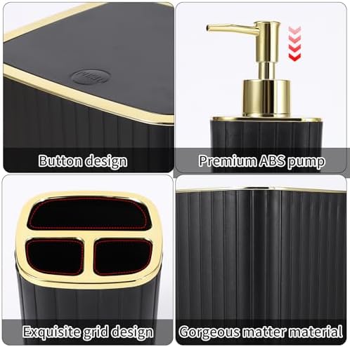 XLHOMO 26PC Bathroom Accessories Set - Gorgeous Black Bathroom Set, Bathroom Accessory Set, Black Shower Curtain Set with Bathtub Mats for Shower Tub - Image 7