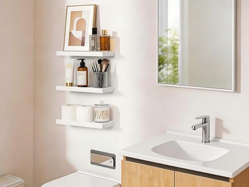 BAYKA White Floating Shelves 15.7in, Set of 3, Wall Mounted for Wall Decor - Image 6