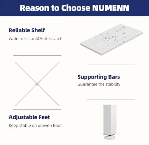 NUMENN Triple Column 5 Tier Bookshelf with 14 Adjustable Shelves, White - Image 7