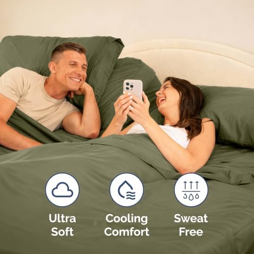 Flex Top Split Head King 4 Piece Sheet Set - Soft & Breathable - Sage Green - Image 5