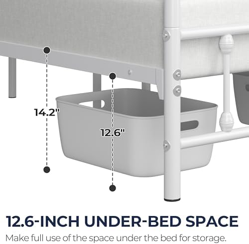 Yaheetech King Metal Platform Bed Frame, Victorian Headboard & Footboard - Image 2