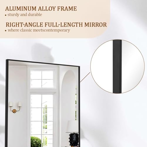 Koonmi 56"x21" Floor Mirror Full Length, Large Black Mirror - Image 3