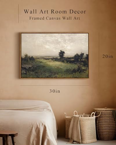 InSimSea Framed Canvas Wall Art Vintage Decor, Large Wall Art, Wild Field Landscape Painting Prints, Cottagecore Wall Decor for Living Room, Bedroom, Bathroom, Office Decorations, 20"x30" - Image 4