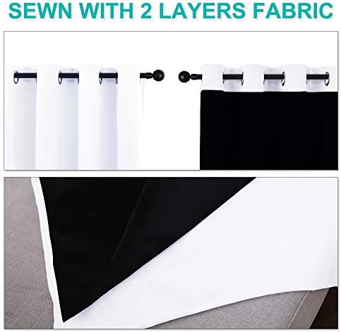 NICETOWN Pure White Blackout Curtains for Kitchen 46" w x 54" L 2 Panels - Image 5