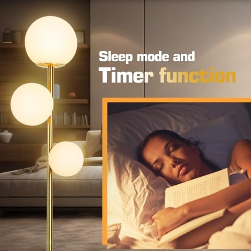 Mid Century Gold Floor Lamp – Dimmable, Remote & Touch, 3-Light - Image 5