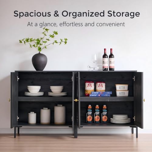 IFGET 123.5" W Modern Arch Sideboard Buffet Cabinet with Storage, Dark Grey - Image 3