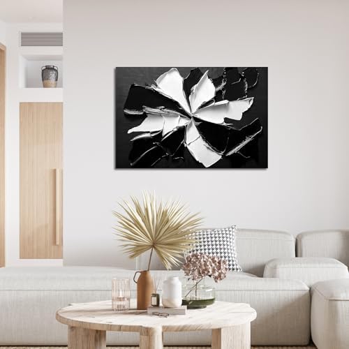 Abstract Wall Art Decor Modern Wall Art Pictures for Living Room Minimalist Black and White Wall Art Prints Abstract Canvas Art Wall Decor Flowers Artwork for Walls Home Office Decorations 24" X 36" - Image 5