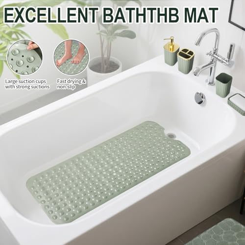 XLHOMO 26PC Bathroom Accessories Set - Gorgeous Sage Green Bathroom Set, Bathroom Accessory Set, Shower Curtain Set with Bathtub Mats for Shower Tub, Trash Can & Soap Dispenser - Image 2