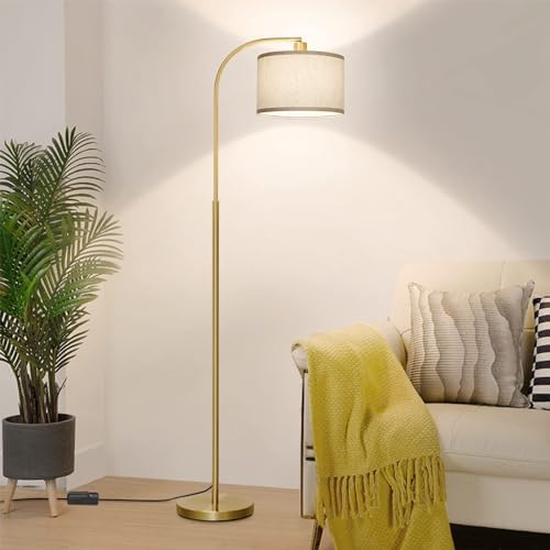 LED Floor Lamp Fully Dimmable Modern Standing Lamp Arc Floor Lamp with Adjustable Drum Shade, Tall Pole Reading Lamp Light for Living Room Bedroom Study Room, Bulb Included by Boncoo