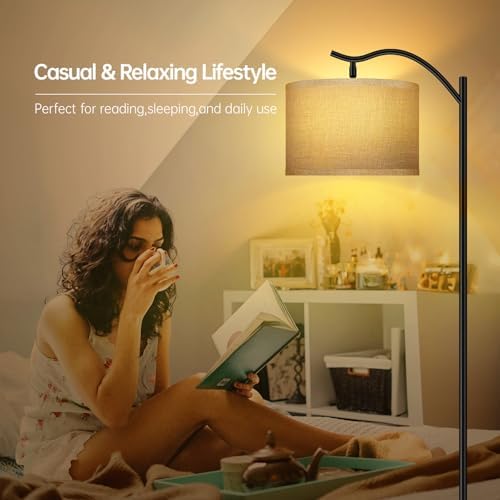 BoostArea LED Arched Floor Lamp with Fabric Linen Shade - Image 3