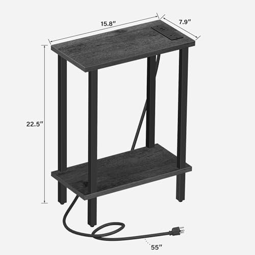 TUTOTAK Narrow Side Table Set of 2, Small End Table with Charging Station - Image 3