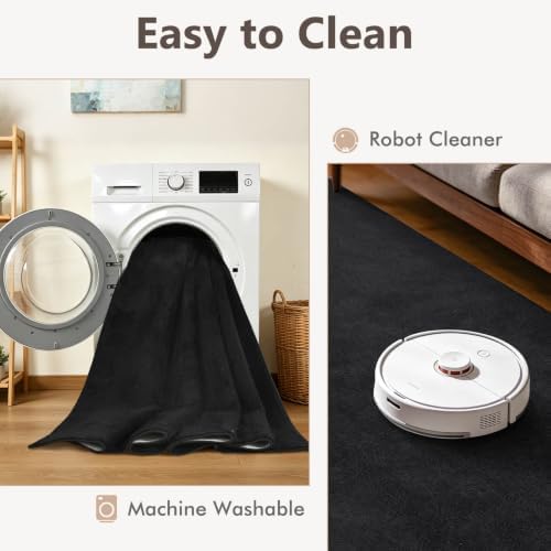 2x6 Black Solid Runner Rug Washable Non-Slip for Kitchen Hallway Bathroom - Image 6