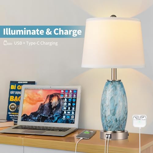 Lovlast 23.5" Coastal Modern Glass Table Lamp for Living Room Bedroom - Image 5
