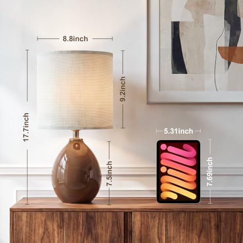 Dawnwake 17.7" Ceramic Table Lamps Set of 2 for Living Room Bedroom, Coffee - Image 6