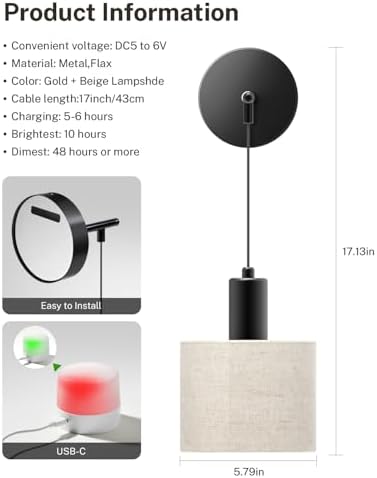 SAIMAND Battery Operated Wall Sconces Set of 2,Wireless Rechargeable Lights - Image 6