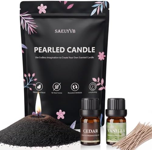 SAEUYVB Black Pearled Candle Sand,1 lb Natural Refillable Sand Wax Kit by SAEUYVB