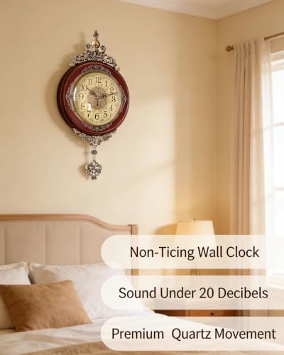 Vintage Wall Clock for Living Room Decor,25"H x 13"W Analog Clocks Silent - Image 5