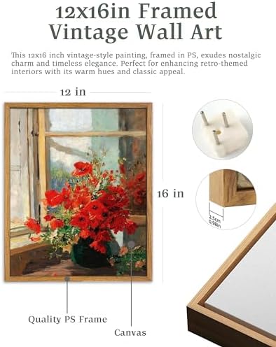 UPWOIGH Olga Wisinger-Florian Poppies Framed Wall Art, 12 x 16 Inch - Image 2