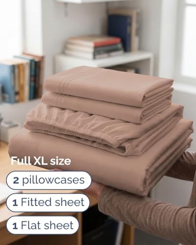 Full XL Sheets - 4 Piece Full XL Sheet Set - Breathable & Cooling - Mauve - Image 3
