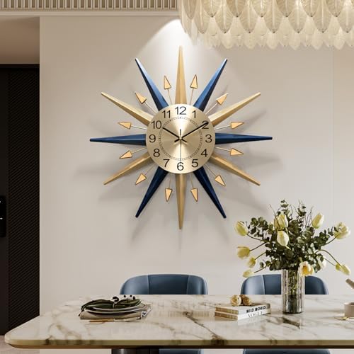 Starburst Large Wall Clock,Mid Century Decorative Wall Clock by HEBOIXHOMEDECOR