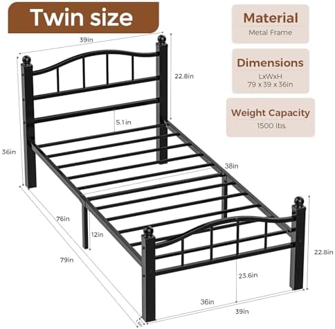 Metal Twin Bed Frames Set of 2 - Image 2
