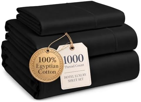 LANE LINEN Twin Bed Sheet Set 100% Egyptian Cotton Sateen - Black by LaneLinen