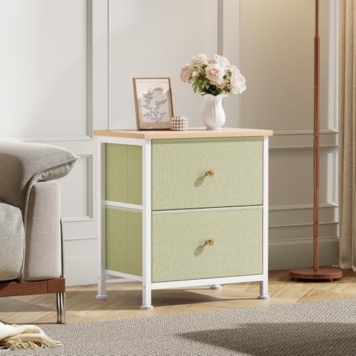 DUMOS Nightstand, Bedside Table for Bedroom, Small Dresser, 2 Fabric Drawer - Image 2