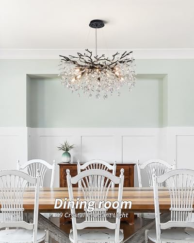 Modern Tree Branch Crystal Chandelier Luxury Black Crystal Pendant Lighting 30" Contemporary 10-Light Chandeliers for Dining Room Kitchen Bedroom Living Room - Image 5