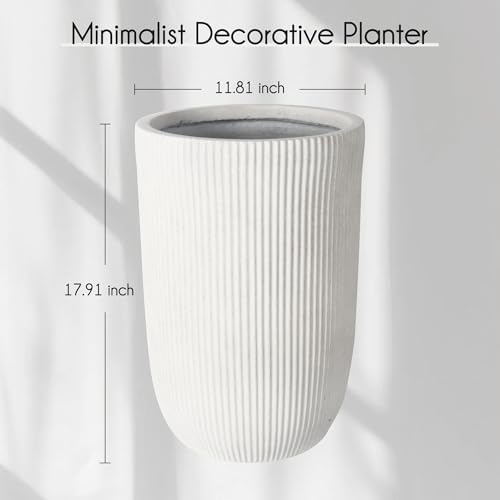 Oakrain 18" Tall Planter White Large Indoor Outdoor Decorative Pot - Image 2