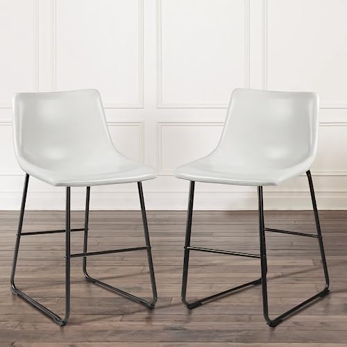 Waleaf 26 Inch Counter Height Bar Stools Set of 2, Faux Leather Bar Chairs by Waleaf