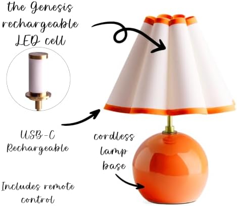 Pooky Lighting Cecily Rechargeable Ceramic Table Lamp 15" - Cordless Lamp - Image 3